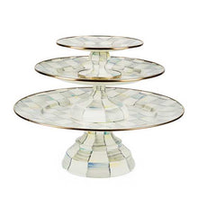 Cargar imagen en el visor de la galería, Sterling Check Enamel Pedestal Platter - Large