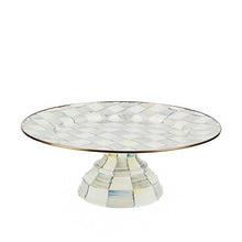 Cargar imagen en el visor de la galería, Sterling Check Enamel Pedestal Platter - Large