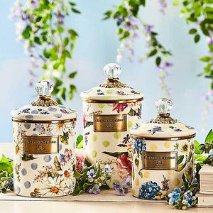 Wildflowers Enamel Large Canister - Green